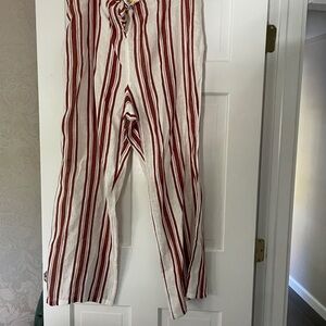 Red and White Striped Pants Tory Burch Linen beach pants xl